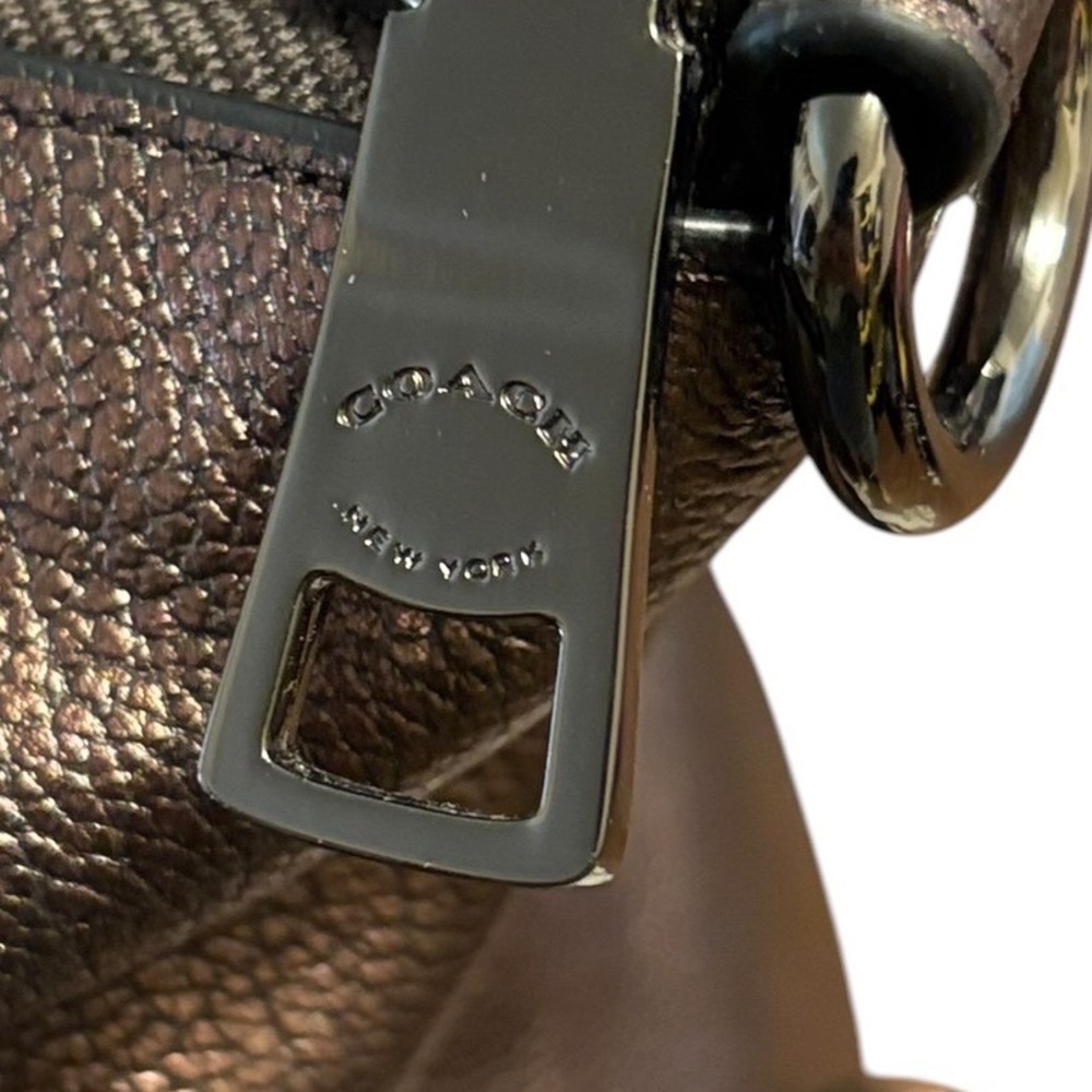 Coach Primrose Satchel Tote Bronze Metallic Pebbled Leather Gunmetal Hardware - Picture 14 of 16